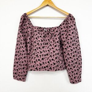 Madewell Seersucker Square Neck‎ Top Women's Small Floral Print Cropped Fit